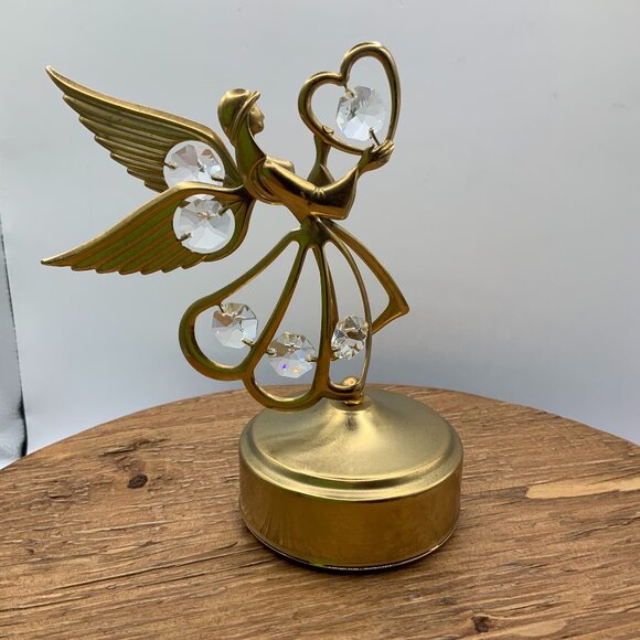 Angel Heart Vintage Austrian Crystal Gold Plated Musical - Picture 1 of 4